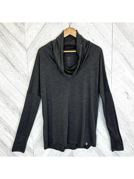 Icebreaker Tops - Icebreaker Merino Wool Cowl Neck Pullover Top Womens Size XL Gray Long Sleeve